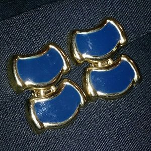Vintage Dangling Blue & Goldtone Clip-On Earrings